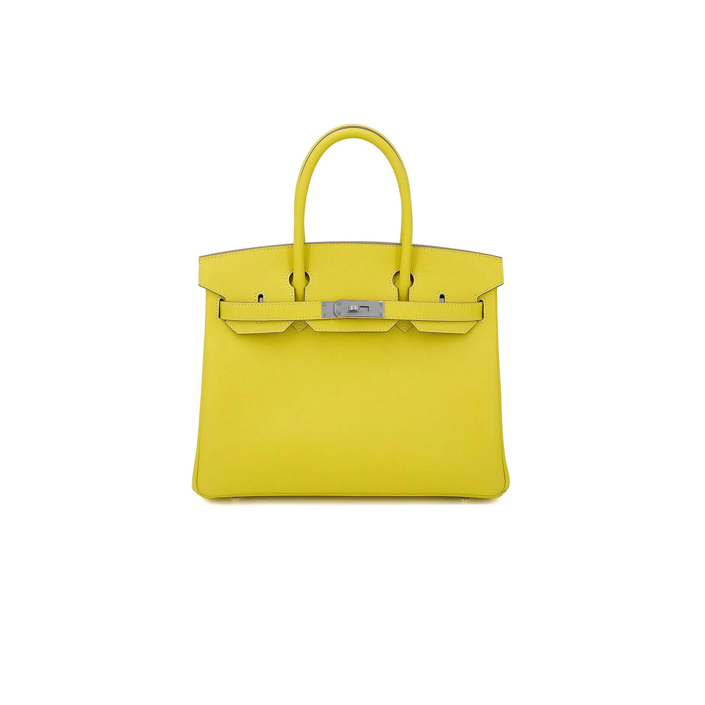 H**me5 BIRKIN 30 EPSOM LEMON YELLOW SILVER BUCKLE BAG BK309REPGP (30*23*15cm) Master Quality